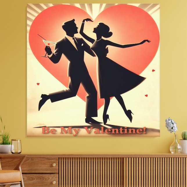 Valentine Dancing Paar mit Martini Leinwanddruck (Insitu (Wohnzimmer))