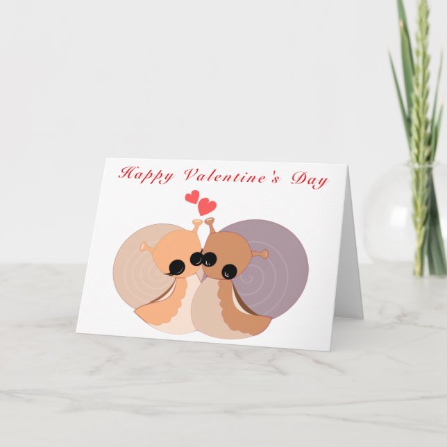 Valentine Day Card Couple Snail Liebe - Ihr Text Karte (Vorderseite)