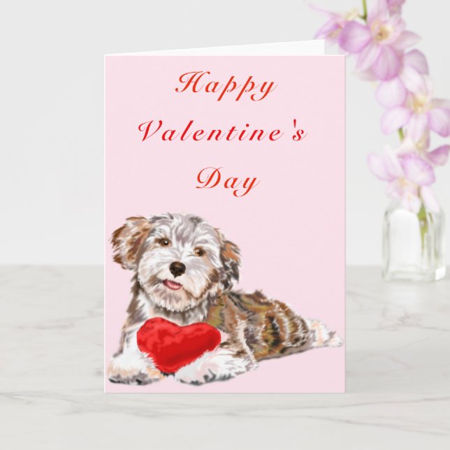 Valentine Day Card Welpe Liebe Ihr Name Text Karte (Orchidee)