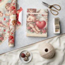 Valentine' Day Cherub Muster Wrapping Paper