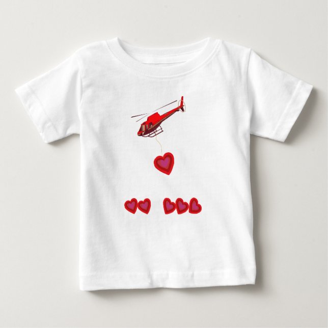 Valentine Day Construction Helicopter Baby T-shirt (Vorderseite)