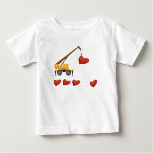 Valentine Day Construction Truck Crane Baby T-shirt