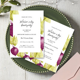 Valentine Day Dinner Party Wasserfarbener Bettroot Feiertagskarte