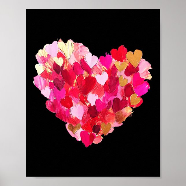 Valentine Day Hearts Pinselstrich Ölgemälde Poster (Vorne)