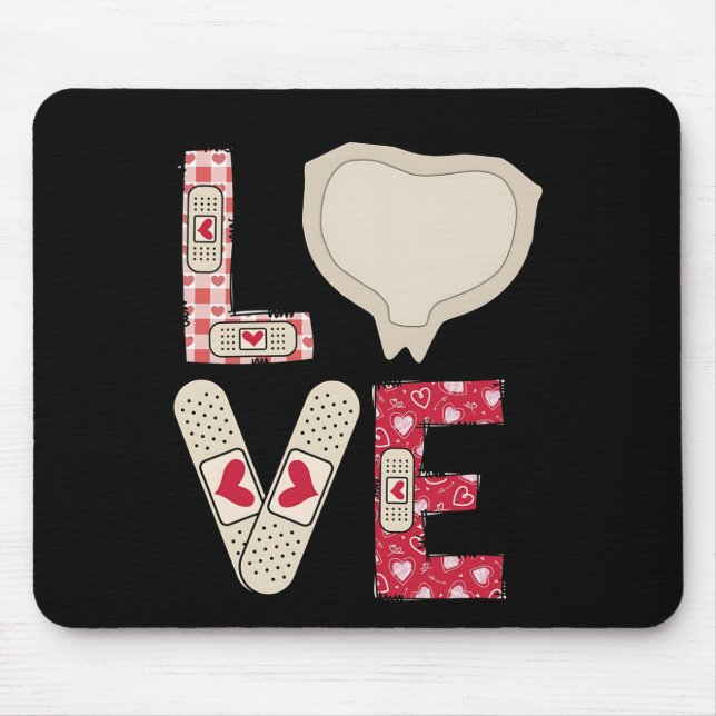 Valentine Day Medical Plaster Patch Funny Wound Ca Mousepad (Vorne)