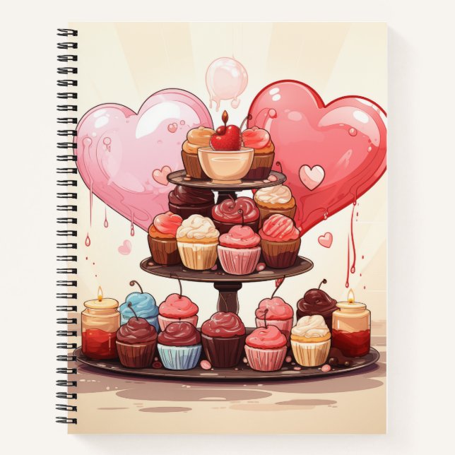 Valentine Dessert Rezept Bullet Line Notebook Notizbuch (Vorderseite)
