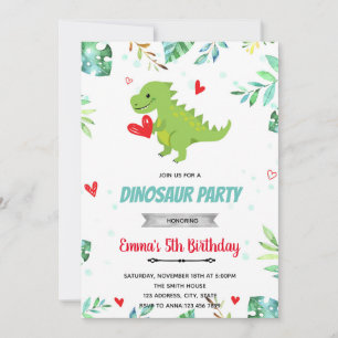 Valentine Dinosaurier-Party Einladung