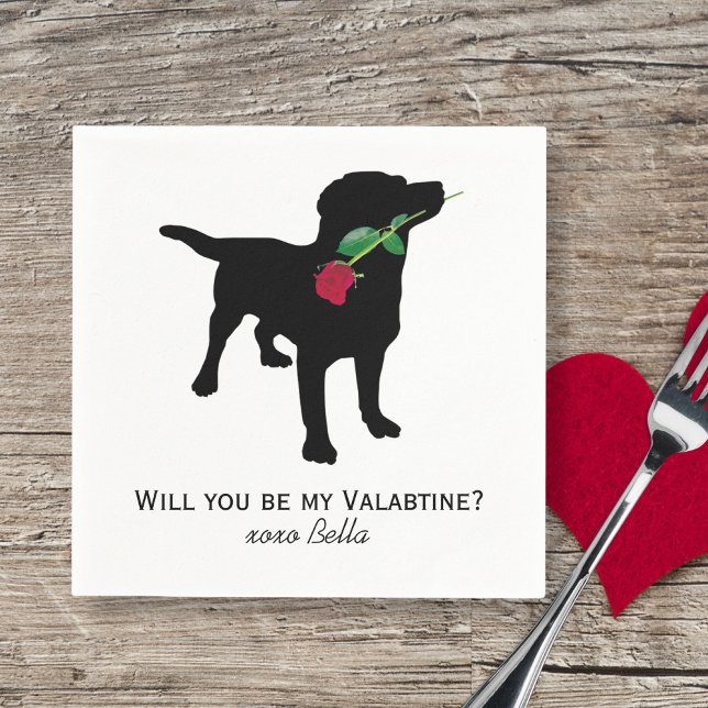 Valentine Dog Holding Rote Rose Serviette (Von Creator hochgeladen)
