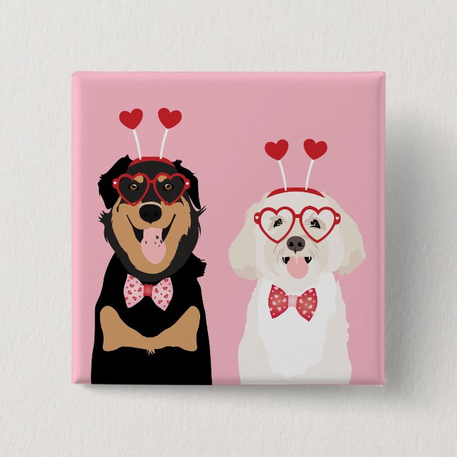 Valentine Dogs Rottweiler Maltipoo Puppy Button (Vorderseite)