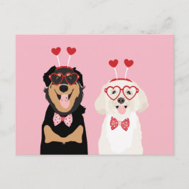 Valentine Dogs Rottweiler Maltipoo Puppy Postkarte