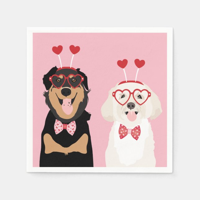 Valentine Dogs Rottweiler Maltipoo Puppy Serviette (Vorderseite)