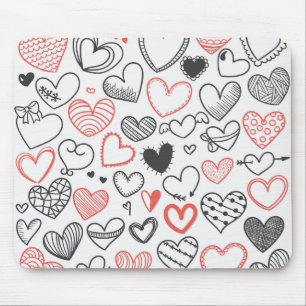 Valentine doodle herzen rot-schwarz Hipster Mousepad