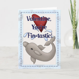 Valentine Du bist die Fin-tastic Dolphin Card d1 Feiertagskarte