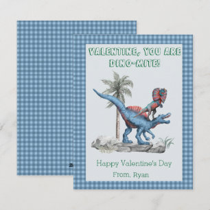 Valentine, du bist DINO-Mite! Blauer Klassenraum   Feiertagskarte