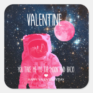 Valentine, du bringst mich zum Mond und zurück! Quadratischer Aufkleber