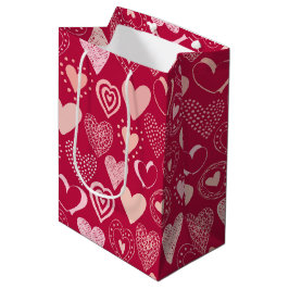 Valentine dunkelrosa, süße Herzen Mittlere Geschenktüte