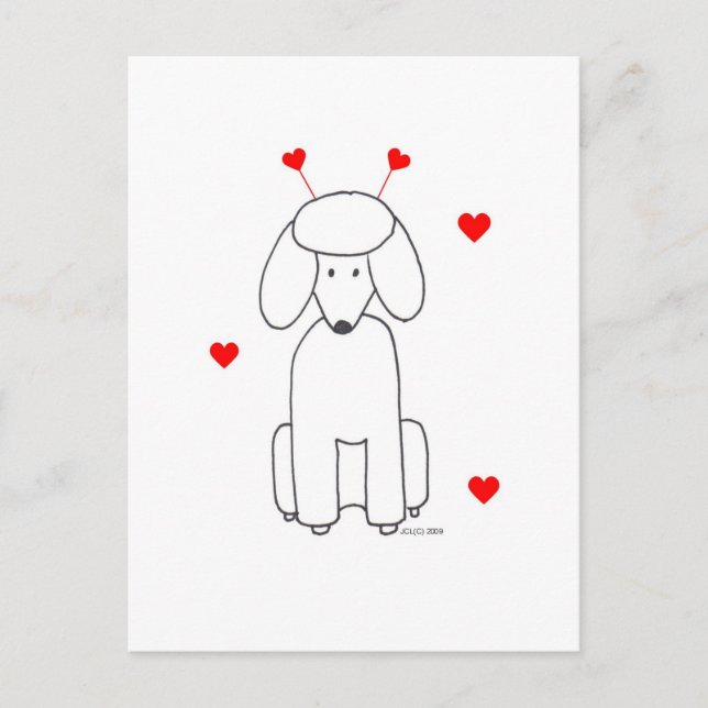 Valentine Ears Poodle Feiertagspostkarte (Vorderseite)