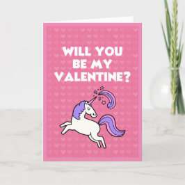 Valentine Einicorn Niedliches rosa Herzmuster Roma Feiertagskarte