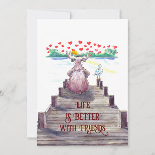 Valentine Elch & Seagull 12x18 Flat Feiertagskarte