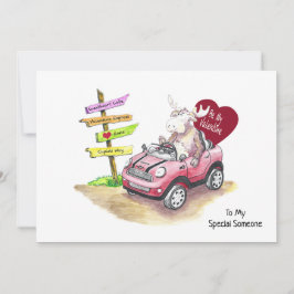Valentine Elche im Auto 12x18 Flat Ferienkarte Feiertagskarte