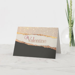 Valentine, Elegantes Gold und Schwarz Feiertagskarte