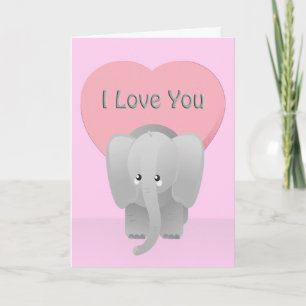 Valentine Elephant Liebe Sie Big Pink Gruß Feiertagskarte
