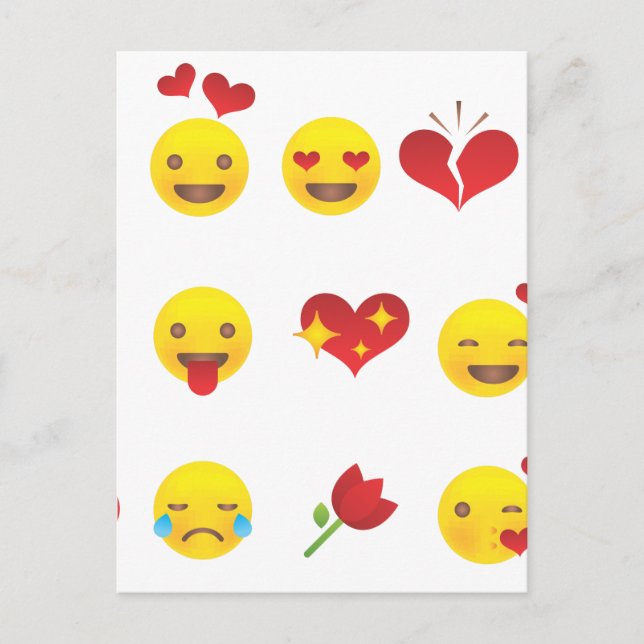 Valentine Emojis Feiertagspostkarte (Vorderseite)