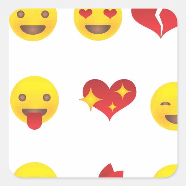 Valentine Emojis Quadratischer Aufkleber (Vorderseite)