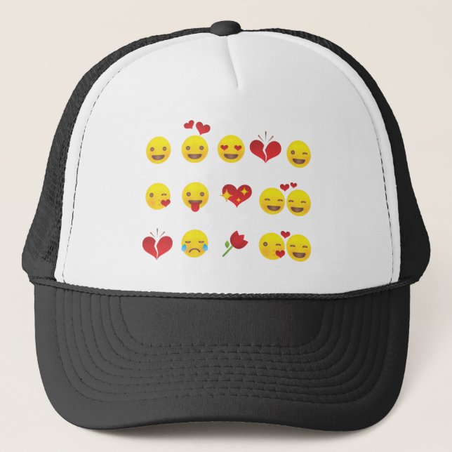 Valentine Emojis Truckerkappe (Vorderseite)