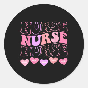 Valentine Er Icu Nicu Rn Nurses Women Retro Nursin Runder Aufkleber