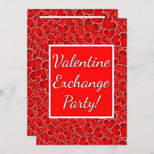 Valentine Exchange Party Feier Rote Herzen Einladung