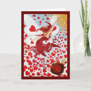 VALENTINE FAIRY MIT WAND,RED WAX SIEGEL MONOGRAM FEIERTAGSKARTE