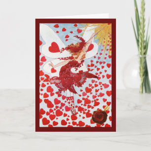 VALENTINE FAIRY MIT WAND, ROT WAX SIEGEL MIT HERZ FEIERTAGSKARTE