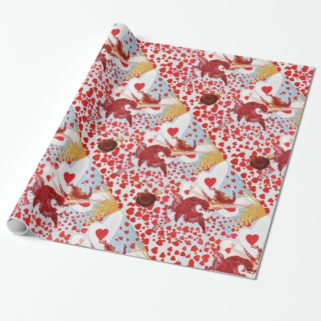 VALENTINE FAIRY MIT WAND, ROT WAX SIEGEL MIT HERZ GESCHENKPAPIER (Ungerollt)