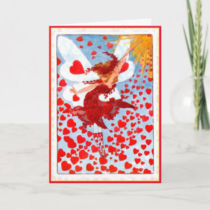 Valentine Fee und Herz Vintage Karte