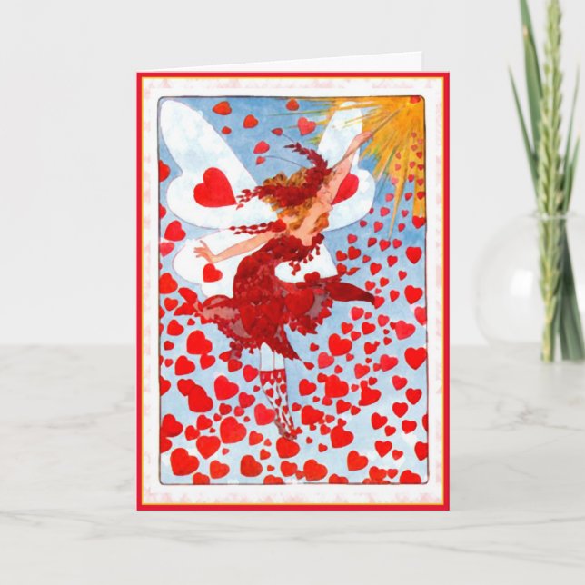 Valentine Fee und Herz Vintage Karte (Vorderseite)