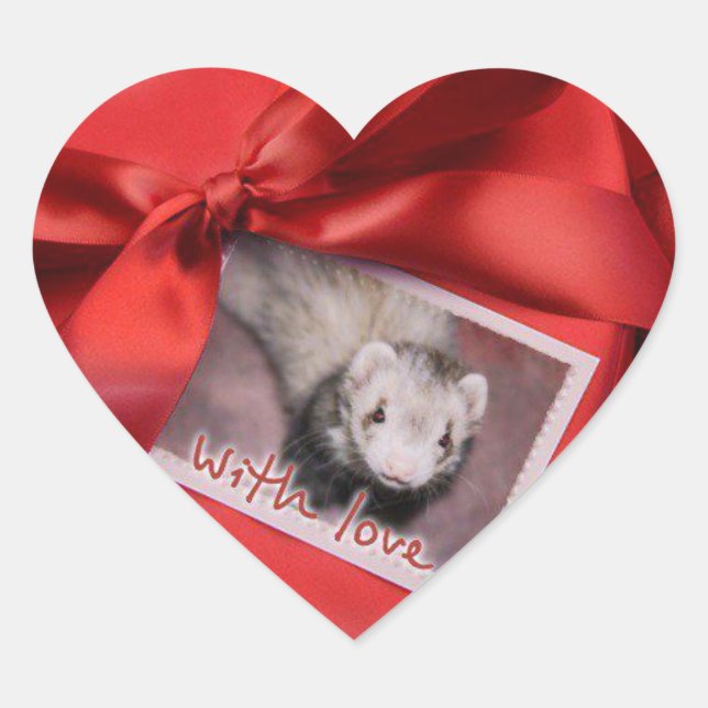 Valentine Ferret Heart Stickers (Vorderseite)