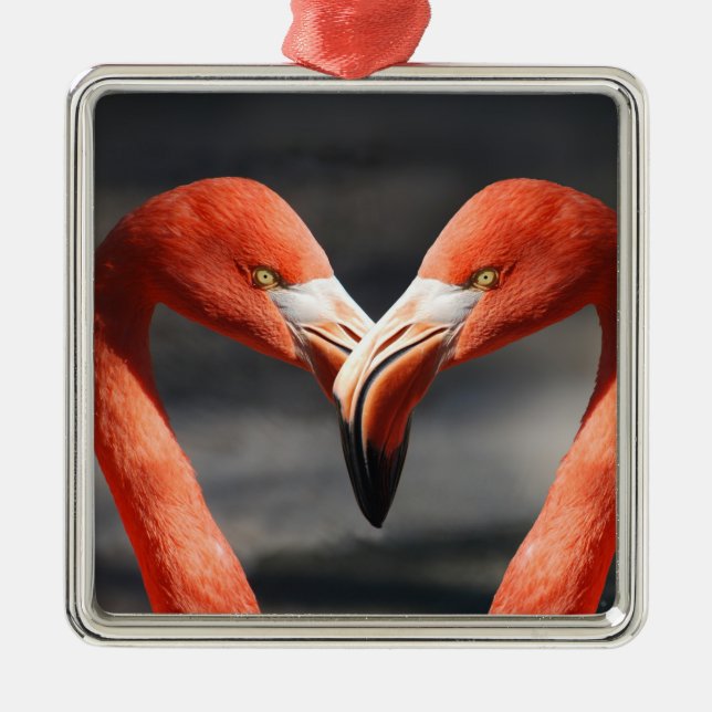 Valentine Flamingo Ornament Aus Metall (Vorne)