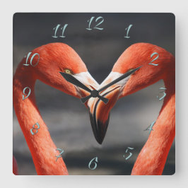 Valentine Flamingo Quadratische Wanduhr