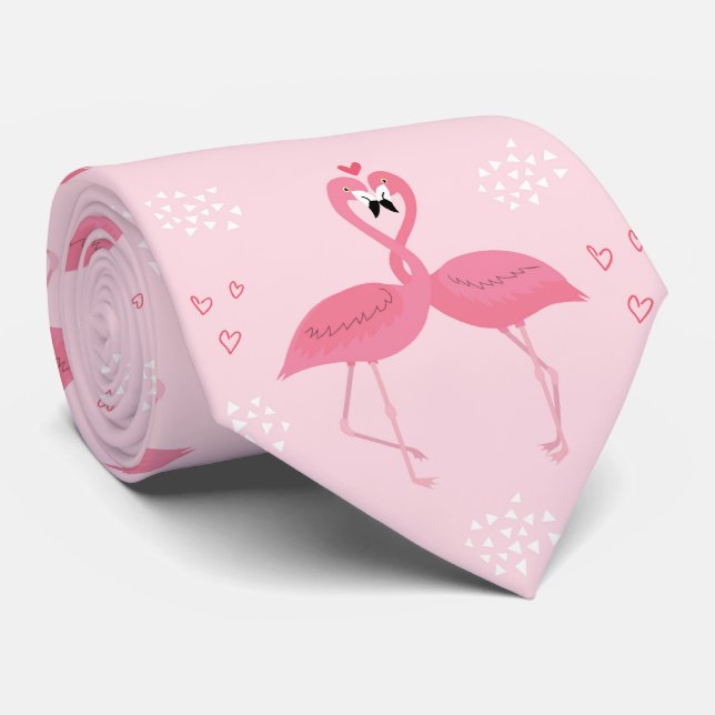 Valentine Flamingos Krawatte (Gerollt)