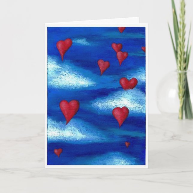 Valentine Floating Hearts Feiertagskarte (Vorderseite)
