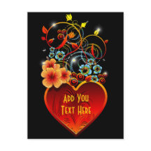 Valentine Floral Heart Liebe Postkarte