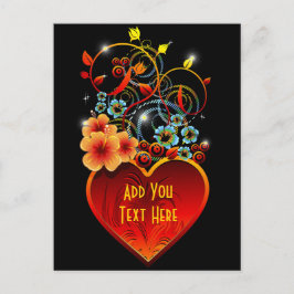 Valentine Floral Heart Liebe Postkarte