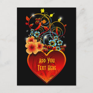 Valentine Floral Heart Liebe Postkarte