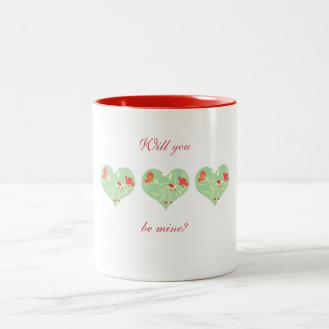 Valentine Floral Heart Tasse (Mittel)