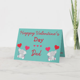 Valentine for Dad Elephants and Hearts Karte