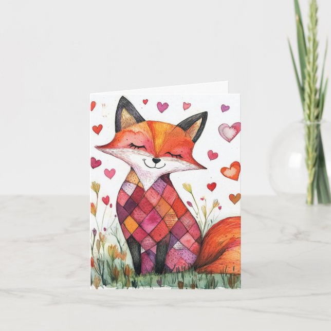 Valentine Fox Card Feiertagskarte (Vorderseite)
