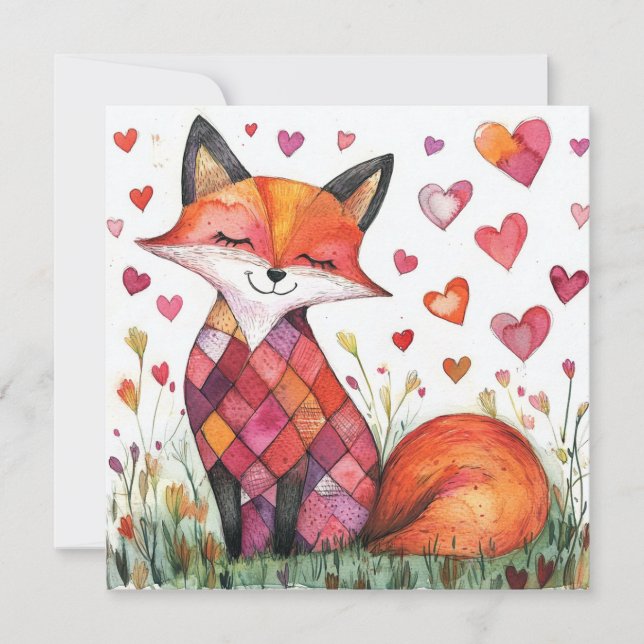 Valentine Fox Card Feiertagskarte (Vorderseite)