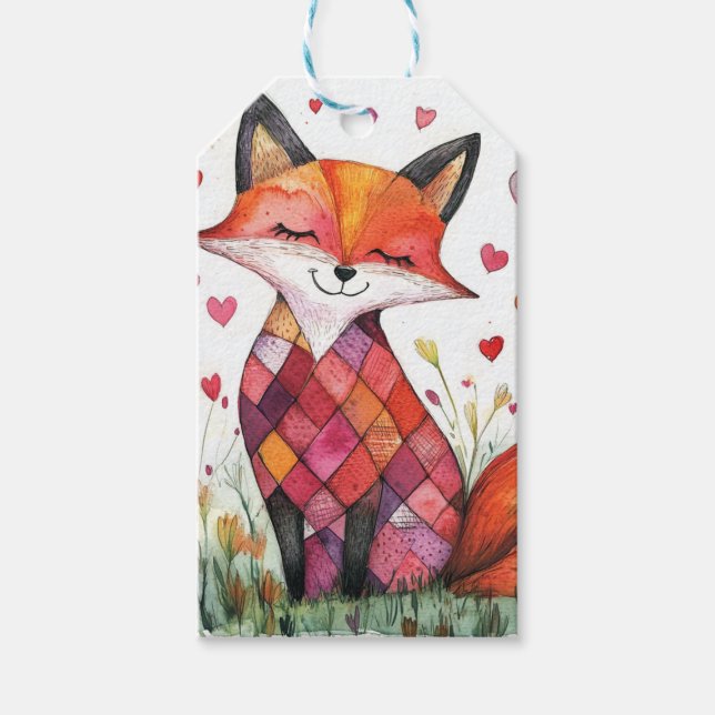 Valentine Fox Card Geschenkanhänger (Vorderseite)