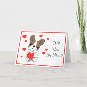 Valentine French Bulldog mit Herz Karte